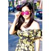 imageFEISEDY Womens Sunglasses Trendy Mirrored One Piece Lens Men Reflective Sun Glasses B4114Purple Mirror