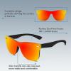 imageFEISEDY Womens Sunglasses Trendy Mirrored One Piece Lens Men Reflective Sun Glasses B4114Red Mirror