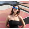 imageFEISEDY Womens Sunglasses Trendy Mirrored One Piece Lens Men Reflective Sun Glasses B4114White FrameBlue Mirror