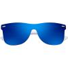 imageFEISEDY Womens Sunglasses Trendy Mirrored One Piece Lens Men Reflective Sun Glasses B4114White FrameBlue Mirror