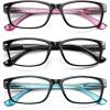 imageFEISEDY 3 Pack Lightweight Classic Reading Glasses for Men Women Traditional Frame with Spring Hinge B0239Multicolor