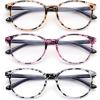 imageFEISEDY 3 Pack Lightweight Square Blue Light Reading Glasses for Women Trendy Tortoise Clear Readers B0238Multicolor