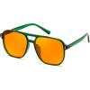 imageFEISEDY Amber Blue Light Glasses for Computer Gaming Anti Eyestrain Sleep Glasses G2835Green Transparent