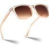 imageFEISEDY Classic Bifocal Reader Sunglasses for Women Men Square Blue Light Reading Glasses B0231Champagne Framegradient Tea Lens