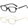 imageFEISEDY Fashion Rectangular Blue Light Glasses for Women Retro Small Frames Vintage Trendy 90s Square Eyeglasses B0255Black and Beige