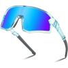 Transparent Blue Frame Blue Mirrored Lens