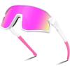 imageFEISEDY Kids Sunglasses Polarized Youth Baseball Sunglasses Sports Cycling Glasses for Boys Girls Age 48 B0183White Frame Pink Mirrored Lens