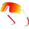 White Frame Red Mirrored Lens