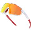 imageFEISEDY Kids Teens Baseball Polarized Sunglasses Lightweight Frame UV400 Sports Cycling Shades for Boys Girls B0190White Frame Red Mirrored Lens