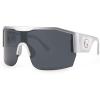 imageFEISEDY Oversized Square One Piece Frameless Stylish Sunglasses Women Men Luxury Shades B4043Sliver FrameGrey Lens