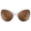 imageFEISEDY Oversized Trendy Sunglasses Classic Oval Wrap Around Stylish Big Frame Shade Women Glasses B2391White Frame Brown Lens
