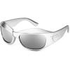 imageFEISEDY Oversized Y2K Sunglasses for Women Men Wrap Around Clout Goggles Thick Frame UV400 Protection B9075Silver