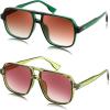 imageFEISEDY Retro Square Aviator Sunglasses Women Men 70s Vintage Trendy Plastic Frame Sun Glasses B4158Transparent Green  Green