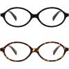 imageFEISEDY Vintage Oval Glasses for Women Men Retro Tortoise Blue Light Blocking Glasses Small Fake Nerd Eyewear Frames B0254Blacktortoise