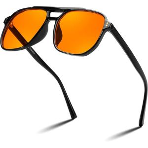 imageFEISEDY Amber Blue Light Glasses for Computer Gaming Anti Eyestrain Sleep Glasses G2835Black