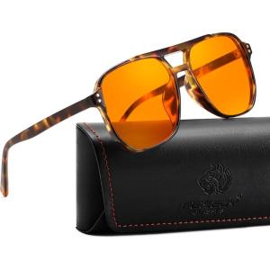 imageFEISEDY Amber Blue Light Glasses for Computer Gaming Anti Eyestrain Sleep Glasses G2835Tortoise