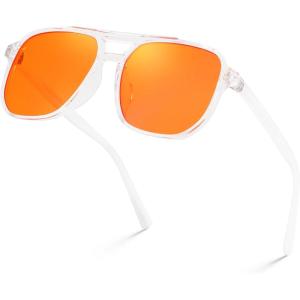 imageFEISEDY Amber Blue Light Glasses for Computer Gaming Anti Eyestrain Sleep Glasses G2835Transparent