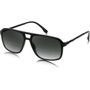 imageFEISEDY Aviator Bifocal Reading Sunglasses for Men Women Vintage Square Tinted Blue Light Blocking Readers B0181Black Framegradient Gray
