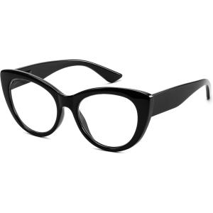 imageFEISEDY CatEye Blue Light Reading Glasses for Women Thick Fashion Anti Glare Digital Eyestrain Readers B0230Black