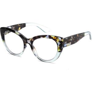 imageFEISEDY CatEye Blue Light Reading Glasses for Women Thick Fashion Anti Glare Digital Eyestrain Readers B0230Blue Tortoise