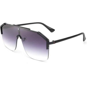 imageFEISEDY Classic Siamese One Piece Oversized Sunglasses Nice Rimless Stylish Retro Design for Women Men B263402 Blackgrey