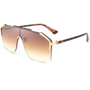 imageFEISEDY Classic Siamese One Piece Oversized Sunglasses Nice Rimless Stylish Retro Design for Women Men B263404 Leopardbrown