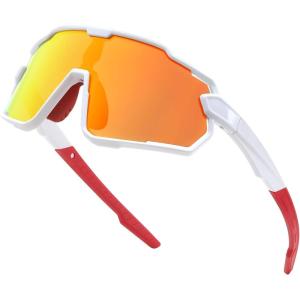 imageFEISEDY Kids Teens Baseball Polarized Sunglasses Lightweight Frame UV400 Sports Cycling Shades for Boys Girls B0190White Frame Red Mirrored Lens