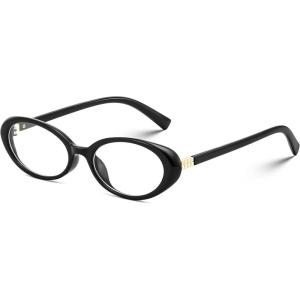 imageFEISEDY Oval Blue Light Glasses for Woman Vintage Small Face Lightweight Eyeglasses Retro Nerd Y2K Frame B0290Black