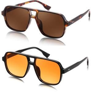 imageFEISEDY Retro Square Aviator Sunglasses Women Men 70s Vintage Trendy Plastic Frame Sun Glasses B4158Orange  Tortoise