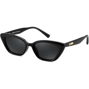 imageFEISEDY Trendy Polarized Cateye Sunglasses for Women Men Retro Rectangle Narrow Sunnies B4176Black
