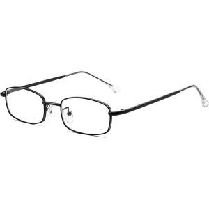 imageFEISEDY Vintage Blue Light Glasses for Women Metal Y2K Rectangle Glasses Gold Silver Fake Nerd Eyewear Frame B0271Black