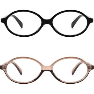 imageFEISEDY Vintage Oval Glasses for Women Men Retro Tortoise Blue Light Blocking Glasses Small Fake Nerd Eyewear Frames B0254Blacktransparent Tea