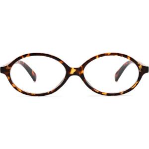 imageFEISEDY Vintage Oval Glasses for Women Men Retro Tortoise Blue Light Blocking Glasses Small Fake Nerd Eyewear Frames B0254Tortoise
