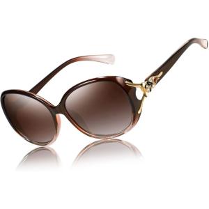 imageFEISEDY Women Oversized Polarized Sunglasses Ladies Large Shades Classic Fox Sunglasses B2730Brown