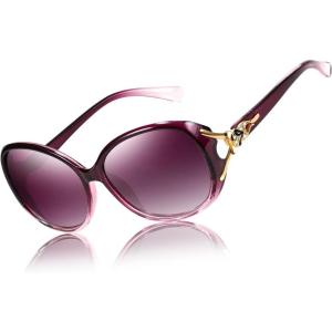 imageFEISEDY Women Oversized Polarized Sunglasses Ladies Large Shades Classic Fox Sunglasses B2730Purple