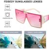 imageFEISEDY Square Oversized Flat Top Sunglasses With Side Lens Integrated For Women Men B4028Beige Frame  Gradual Pink Lens