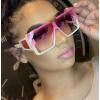 imageFEISEDY Square Oversized Flat Top Sunglasses With Side Lens Integrated For Women Men B4028Beige Frame  Gradual Pink Lens