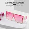 imageFEISEDY Square Oversized Flat Top Sunglasses With Side Lens Integrated For Women Men B4028Beige Frame  Gradual Pink Lens