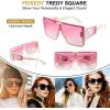 imageFEISEDY Square Oversized Flat Top Sunglasses With Side Lens Integrated For Women Men B4028Beige Frame  Gradual Pink Lens