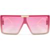imageFEISEDY Square Oversized Flat Top Sunglasses With Side Lens Integrated For Women Men B4028Beige Frame  Gradual Pink Lens
