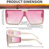 imageFEISEDY Square Oversized Flat Top Sunglasses With Side Lens Integrated For Women Men B4028Beige Frame  Gradual Pink Lens