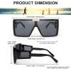 imageFEISEDY Square Oversized Flat Top Sunglasses With Side Lens Integrated For Women Men B4028Black Frame  Grey Lens