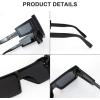 imageFEISEDY Square Oversized Flat Top Sunglasses With Side Lens Integrated For Women Men B4028Black Frame  Grey Lens