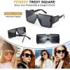 imageFEISEDY Square Oversized Flat Top Sunglasses With Side Lens Integrated For Women Men B4028Black Frame  Grey Lens