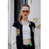 imageFEISEDY Square Oversized Flat Top Sunglasses With Side Lens Integrated For Women Men B4028Champagne Frame  Tea Lens
