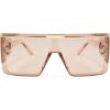 imageFEISEDY Square Oversized Flat Top Sunglasses With Side Lens Integrated For Women Men B4028Champagne Frame  Tea Lens