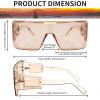 imageFEISEDY Square Oversized Flat Top Sunglasses With Side Lens Integrated For Women Men B4028Champagne Frame  Tea Lens
