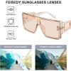 imageFEISEDY Square Oversized Flat Top Sunglasses With Side Lens Integrated For Women Men B4028Champagne Frame  Tea Lens