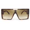imageFEISEDY Square Oversized Flat Top Sunglasses With Side Lens Integrated For Women Men B4028Leopard Frame  Gradual Tea Lens