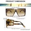 imageFEISEDY Square Oversized Flat Top Sunglasses With Side Lens Integrated For Women Men B4028Leopard Frame  Gradual Tea Lens